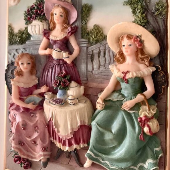 Vintage “Young Ladies Tea” ceramic framed wall art 🎀 - Picture 4 of 5